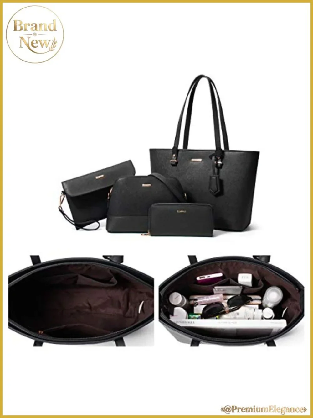 Women Satchel Handbag Set with Tote, Messenger, Wallet, Card Holder